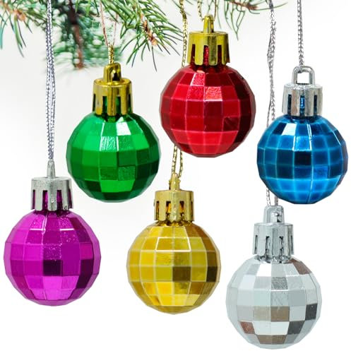BETESSIN 24 Stück Mini Christbaumkugeln 3cm - Kleine Weihnachtskugeln aus Kunststoff - Weihnachtsbaum Deko - Weihnachtsdeko zum Aufhängen - Bruchsichere Christbaumschmuck Bunt (Stil C)