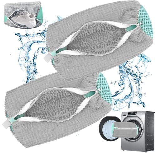 2 Pezzi Sacchetto per Lavare Scarpe in Lavatrice | Sacchetto per Lavare Scarpe in Ciniglia