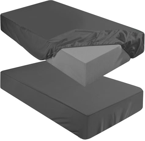 Breling Spannbettlaken (nur Bettlaken), kompatibel mit Milliard-Dreifach-Matratze, Klappmatratze, Spannbetttuch aus Mikrofaser, für Camping-Etagenbett, Wohnmobil, Dunkelgrau, 2 Stück, Doppelbett, 15,2