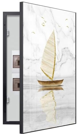 Rygcrud Sicherungskasten Abdeckung Schrank, Schalttafelabdeckung - Zählerkasten Verstecken, Abdeckung des Unterbrecherkastens Dekorative Malerei Wandmontiert(Black Frame,55x110cm)