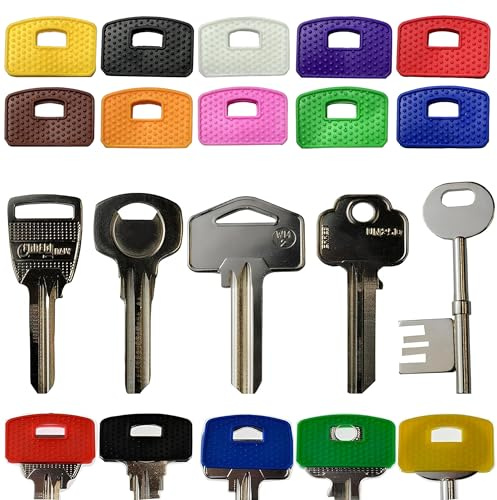 10 Pezzi Coprichiavi Quadrati - Coprichiavi Grandi (da 25 a 30 mm) Coprichiavi Quadrati Colorati - Coprichiavi Yale, Ideali come Identificatori di Chiavi, Marcatori, Topper, Etichette per Organizzare