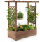 COSTWAY Hochbeet mit Rankgitter & hängendem Dach, Pflanzkasten mit Rankhilfe, Blumenkasten für Kletterpflanzen & hängende Körbe, für Garten Hof Terrasse, Pflanzgefäß aus Holz, Braun