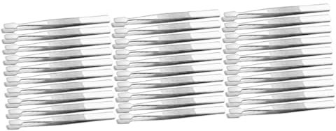 Healeved 3 Sätze Entenschnabelclip Hilfsclip Abgewinkelte Pinzette Philatelie Pinzette Briefmarkensammler Pinzette Falsche Wimpern Lockenwickler 430 Edelstahlmaterial Silver 10 Stück * 3