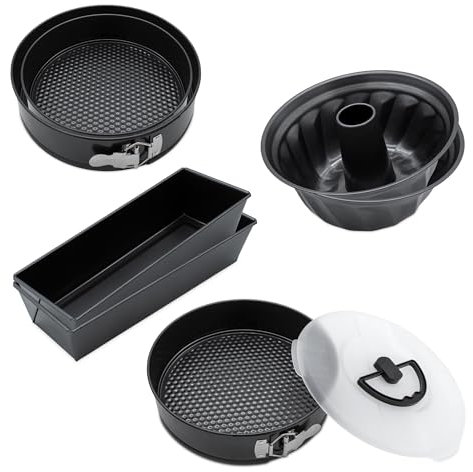 Set da forno XXL 7 pezzi senza PFOA – 5 forme diverse – Set di stampi da forno con rivestimento antiaderente – Stampo per Gugelhupf a forma di ciotola reale, per cottura a 230° resistente al calore a