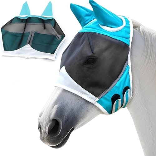 Pferde Fliegenmaske,Fliegenschutz Pferd Cob mit Ohrenschutz,Horse Fly Mask,Fliegenhaube Pferde,Atmungsaktive Moskito Maske