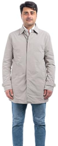 VEQUÈ Trench Sartoriale Uomo Primaverile Cappotto Impermeabile Soprabito Estivo Leggero Elegante Cappottino Lungo Colletto Classico Stile Casual