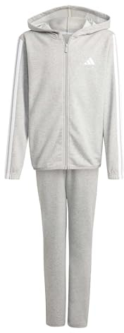 adidas Unisex - Bambini e ragazzi ESSENTIALS 3 STRIPES TRACKSUIT, medium grey heather/white, 15-16 Years