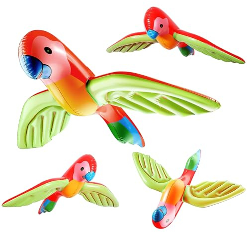 LIULINY 4 Stück Aufblasbarer Papagei, 59X75 cm Pool Aufblasbarer Papagei, Wasserdicht Parrot Ballon, Tropische Vögel Deko, für Dekoration, Foto Requisiten, Karneval, Gartendekoration Mottoparty Party
