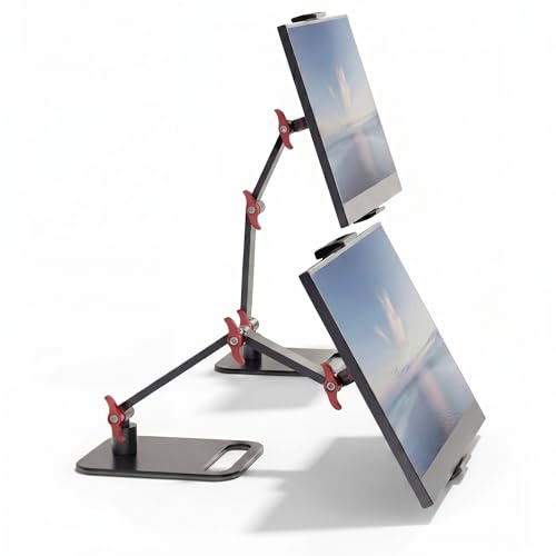 AiFeelife Verstellbarer tragbarer Monitorständer für 15,2-47,7 cm (6-18,5 Zoll) Bildschirm, Upgrade-Version, erweiterbarer Desktop-Display-Sockel, universeller tragbarer Monitorhalter aus