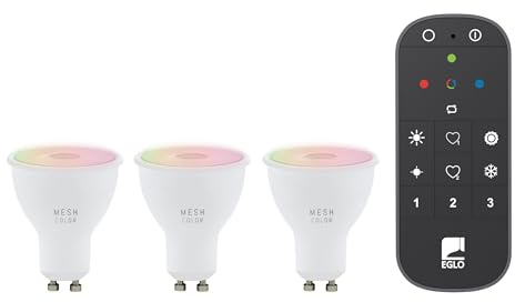 Eglo connect.z Smart Home - Set da 3 lampadine a LED | GU10, Matter, ZigBee, controllo via app e vocale con Alexa, telecomando, dimmerabile, bianco caldo-bianco freddo, RGB, 4,9 W
