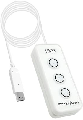 Jectse 3 Key -Tastatur, Wired USB Typ C -Programmier -Tastatur mit Magnetstreifen, Makrodefinitionsfunktion für Gaming Office Copy Paste (HK33UBM Schwarz)