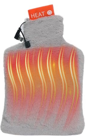 Qkbuza Elektrische Wärmflasche, 3 Stufen, wiederaufladbar über USB, weich und warm, Wärmflasche | für Haus, Büro, Outdoor, Reisen, Hotel, Nacht, Urlaub, Halswirbelsäule, Wirbelsäule,