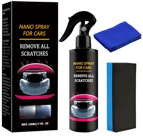 1 Stück Kratzer Entferner Auto, Nano Spray Auto, für die Reparatur von Kratzern und Schleifspuren Auf der Autofläche, Effektive Reparatur, mit Schwamm und Tuch, 120ml