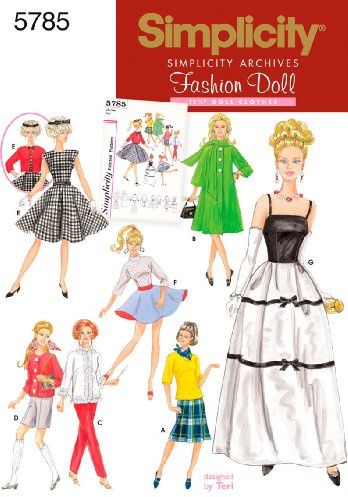 Simplicity 5785Doll Clothes, Paper, White, OS (ONE Size)