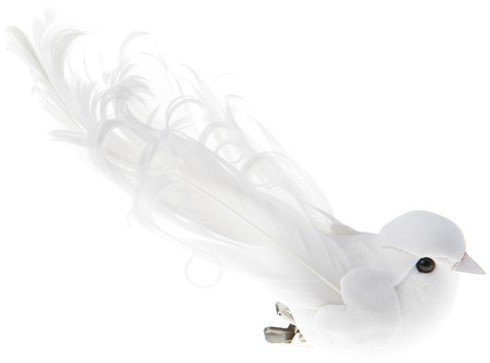 Deko-Vögel mit Clip weiß, 12 x 3,8 cm, 2 Stück, Tisch- und Raumdeko