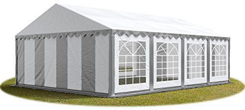 TOOLPORT Tendone per Feste 6x8 m PVC Grigio-Bianco 100% Impermeabile Gazebo da Giardino Tendone da Esterno Tenda Party