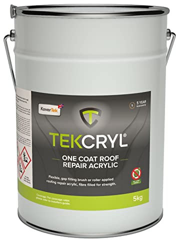 Waterproofing, Leaking ROOF Repair Coating, Grey, Single Coat. TekCryl 5kg Acrylic (5yr Material Warranty)