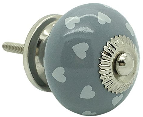G Decor Grau Polka Herzen Keramik Türknauf Vintage Shabby Chic Schrank Schublade ziehen Griff