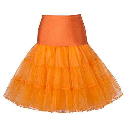 Boolavard® 50er Jahre Petticoat Vintage Retro Reifrock Petticoat Unterrock für Wedding Bridal Petticoat Rockabilly Kleid in Mehreren Farben (L-XXL, Orange)