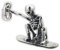 Linsion 8B018-JP Herren Biker-Schmuck Totenkopf Skids Helm Totenkopf Sky 925 Sterling Silber