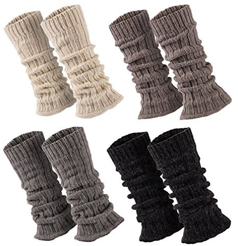 1 Paar Stulpen Damen Teens Grobstrick Legwarmers mit Alpakawolle Weich u. Warm ca. 30-36 cm lang, in Weiss, Hellgrau, Anthrazit, Taupe, Einheitsgröße, Hellgrau, Einheitsgröße