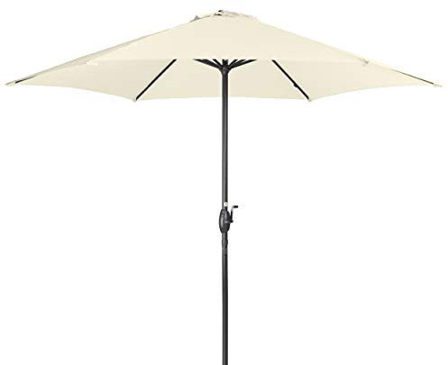 Doppler derby Basic Lift NEO 300 cm - Großer, runder Sonnenschirm für den Garten - Mit Kurbel - Regenabweisend - ca. 300 cm - Natur