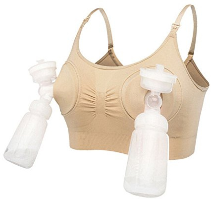 WangsCanis Damen Hände frei Still Milchpumpe Fütterung BH Mama Unterwäsche Schwangerschaft Still-BH (XL/40DE/42DE/44, Beige)
