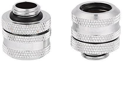 Richer-R 2PCS G1 / 4 Gewinde PC Wasserkühlung, 2 Stücke Messing International G1 / 4 Gewinde Fitting Extender Adapter Kit für OD 14MM Acrylzylindrisch Röhre PC Wasserkühlung Silberig
