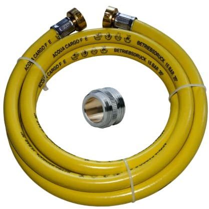 Heizung Füllschlauch 3/4, 10m, 15 bar, gelb - für Waschtischmischer Gewinde M24x1 x 3/4 – robuster Heizungsbefüllschlauch, druckfest, (10m)