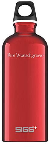 SIGG Alutrinkflasche 'Traveller' - 0,6 L (rot) mit Namensgravur