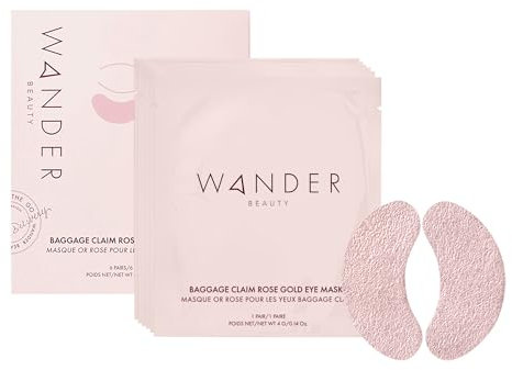 Wander Beauty Baggage Claim - Rose Gold Foil Under Eye Patches For Dark Circles and Puffiness - Under Eye Mask Depuffs & Firms - Brightening Eye Mask for Under Eye Bags (6 Pairs)