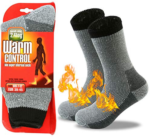 JARSEEN Warme Winter Thermosocken mit Vollplüsch und Wolle Dicke Weiche Stiefel Socken Damen Herren (36-42, Neu Grau)