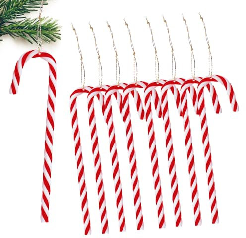 MEJOSER 30 Stück 15cm Weihnachten Zuckerstangen zum Hängen Candy Canes als Baumschmuck Christbaumanhänger Weihnachtsbaum Schmuck Deko Anhänger mit Kordel Rot und Weiß