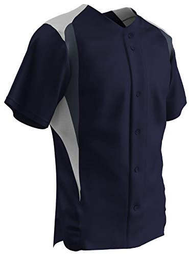 Champro Bs33anywgphl Bull Pen-Camiseta de béisbol con Botones (poliéster), Azul Marino Blanco Grafito, Large para Hombre