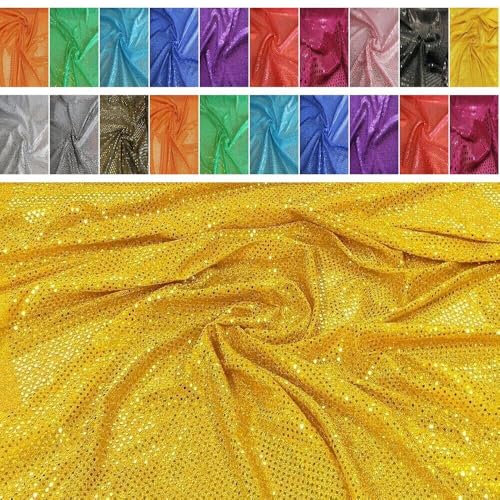 Fabrics-City gold/gold exklusiv Paillettenstoff kleine Pailletten Stoff Abendmode Kleid Kostüm Faschingsstoff sparkling Paillettes Metallic Wende-Pailletten Partymode Damen Herren Glitzerstoff, 5109