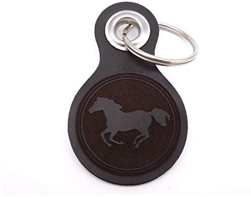 Samunshi® Pferd Schlüsselanhänger Leder Gravur Motiv für Männer und Frauen Individuell Schlüssel Anhänger Geschenk 8x4,8cm dunkel braun/graviert