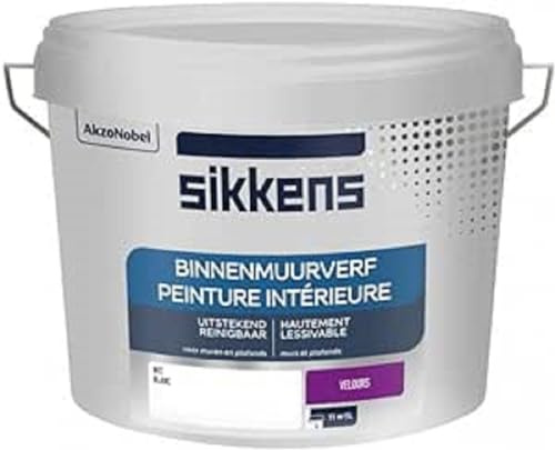 Sikkens - Peinture Intérieure Murs et Plafonds - Finition lisse, facile à appliquer, masque les taches - Velours Blanc 10 L