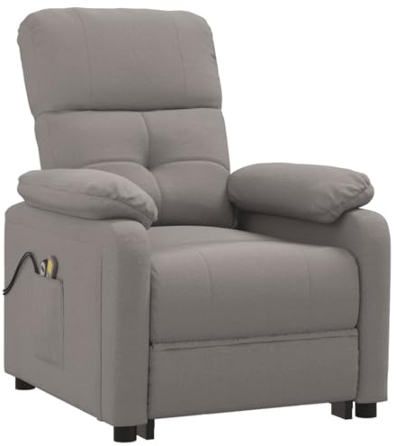 vidaXL Massagesessel, Sessel Verstellbar Elektrisch, Relaxsessel mit Liegefunktion Vibrationsfunktion, Fernsehsessel Liegesessel, Taupe Stoff