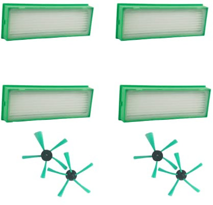 Set 4 Ersatzfilter 4 Seitenbürsten geignet für Vorwerk VR 200 VR 300 Saugroboter Filter