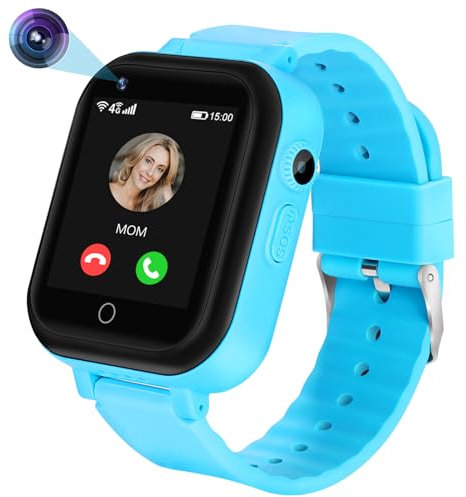jianyana 4G Kinder Smartwatch mit GPS und Telefon, Kinder Smartwatch mit SOS-Anruf, Wecker, Musik-Player, Kamera, Spiele, Kids Smart Watch für 3-14 Jahre Jungen Mädchen Geburtstagsgeschenke (Blau)
