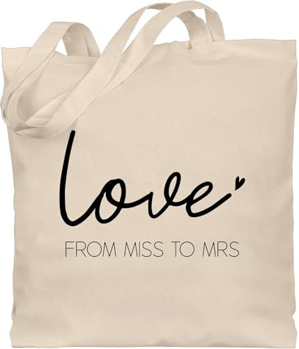 Shirtracer Baumwolltasche - JGA Junggesellenabschied Frauen - From Miss to Mrs schwarz - Unisize - Naturweiß - braut be tasche jutebeutel bachelorette party love bag stoffbeutel aus baumwolle