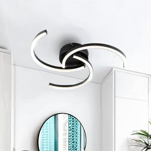 firstchoicelighting Curve Black LED Flush Ceiling Light