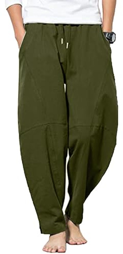 YAOBAOLE Men's Linen Trousers Casual Men's Baggy Trousers Men Yoga Pants with Pocket