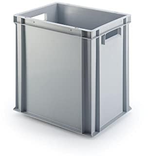 PROREGAL Eurobehälter mit offenem Griff | HxBxT 40x30x40cm | 37 Liter | Grau | Eurobox, Transportbox, Transportbehälter, Stapelbehälter