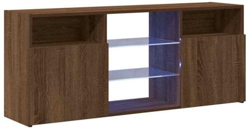 vidaXL Mueble de TV con Luces LED marrón Roble 120x30x50 cm, Soporte de TV, Armario Auxiliar, Armario para Equipos de música, Armario de TV