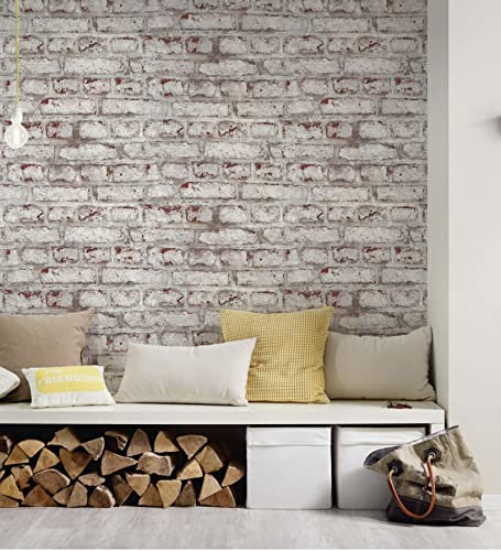 GAULAN 500126334 - Tapete, Abwaschbar. Tapete im weißen Ziegelwand-Stil mit Relief-Textur für Wohnzimmer Küche Bad Flur Esszimmer Hall Haustreppe - Muster DIN A4