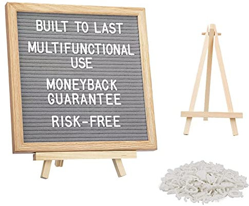 Filz-Buchstaben-Nachrichtenbrett, 340 Buchstaben, Briefbrett-Schild mit Ständer, 25,4 x 25,4 cm für Baby- und Schwangerschaftsankündigung, für Party, Heimdekoration