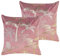 Beliani 2 er-Set Dekokissen aus Samt 45 x 45 cm mit Palmen Motiv Rosa Caranday