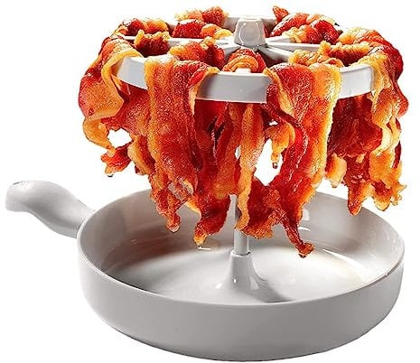 Stronrive Microwave Bacon Cooker - Microwave Bacon Cooker Tray Bacon Rack Cooks 1LB Of Bacon And Reduces Fat By 40 - Crispier, Healthier, Quicker Bacon Every Time - Grease Catcher Makes Clean Up Easy