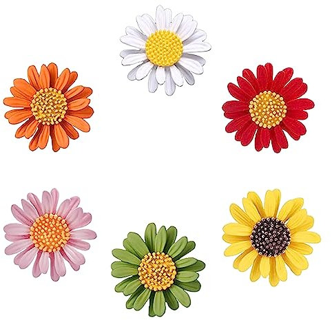 6 Pièces Broche Pins Femme, Broche Femme Fleur, Broches Fantaisie, Broche Fleur Marguerite, Broche Fleur Émail, Petite Broche Fleur, Pour Vêtements, Foulards En Soie, Bandeaux